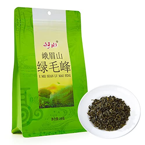 Grüne Teeblätter, Bio-Grüntee 180 G (6,3 Unzen) Chinesischer Emei Mao Feng-Grüntee-Orchideenduft Berühmter Chinesischer Bio-Grüntee für Familienfeiern von TOPINCN