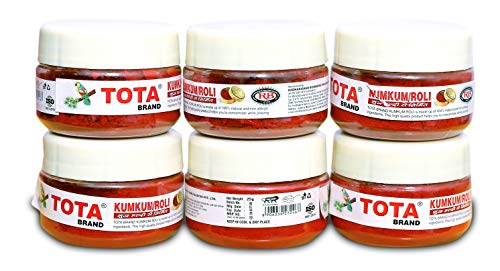 TOTA Kumkum Roli für Puja und Tilak (150 gm), aus 100% reinem Kurkuma, 6 Stück (25 g × 6), Farbe: Rot von TOTA