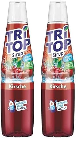 TRi TOP Kirsche | kalorienarmer Sirup für Erfrischungsgetränk, Cocktails oder Süßspeisen | wenig Zucker (1 x 600ml) (Packung mit 2) von TRI TOP