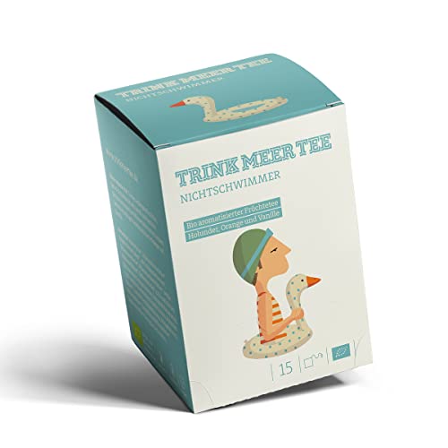 Trink Meer Tee NICHTSCHWIMMER - Bio aromatisierter Früchtetee | heller Früchtetee mit vanilligem Orangengeschmack | Biotee in handgenähten Teebeuteln I 15 x 5g = 75g von TRINK MEER TEE