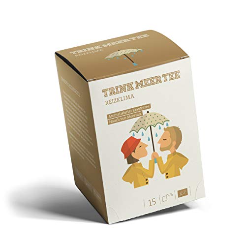 Trink Meer Tee REIZKLIMA - Bio-Kräutertee | hocharomatisch | Bio Tee mit einem Hauch Meersalz, Ingwer und vielen weiteren Kräutern und Gewürzen | Biotee in handgenähten Teebeuteln I 15 x 3g = 45g von TRINK MEER TEE