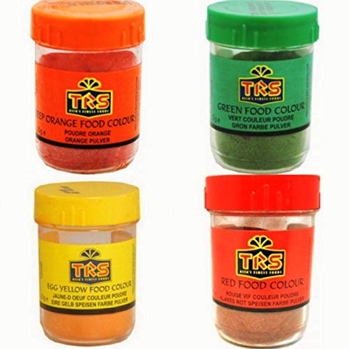 4er SET TRS Lebensmittel Farbe GRÜN, ROT, GELB, ORANGE [je 1x 25g Pulver] von TRS