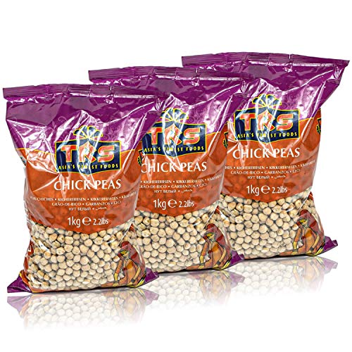 TRS - 3er Pack Premium Kichererbsen getrocknet in 1 kg Großpackung - Chick Peas ungekocht von TRS