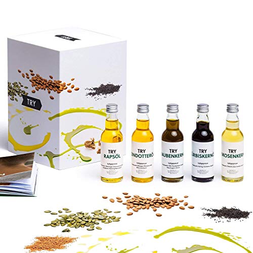 TRY Öl Set Geschenk - 5x 50ml Kernöl kaltgepresst in einer Probierbox - kulinarisches Geschenkset für Kochbegeisterte von TRY FOODS