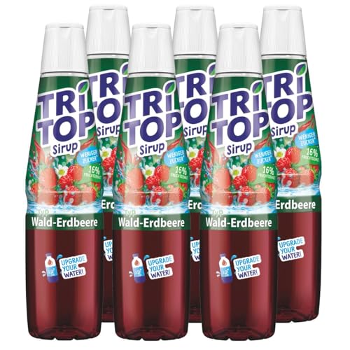 TRI TOP Wald-Erdbeere | kalorienarmer Sirup für Erfrischungsgetränk, Cocktails oder Süßspeisen | wenig Zucker (6 x 600ml) von TRi TOP