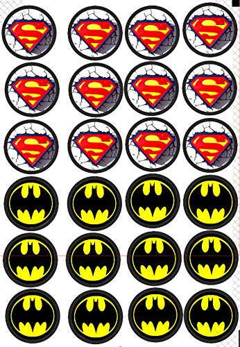 24 Muffin & Cupcake Aufleger Premium Esspapier Batman Superman C1 von Shanrya