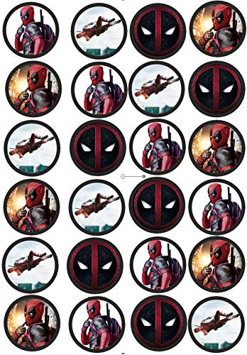 24 Muffin & Cupcake Aufleger Premium Esspapier Deadpool C1 von Shanrya