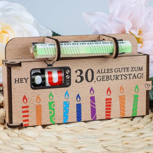 TUZELIYA Originelle 30. Geburtstag Geldgeschenke Holz - Duplo Schokoriegel Geschenkbox Deko - Geschenkideen zum 30. Geburtstag Frauen Männer - OHNE Duplo von TUZELIYA