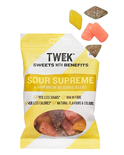 Tweek Sour Supreme Gelees 80 g 95% weniger Zucker Weniger Kalorien Hoher Ballaststoffgehalt Natürliche Aromen und gemischte Farben von TWEEK