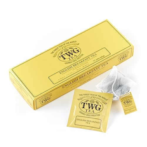 TWG Tea | English Breakfast Tea | Schwarzer Tee | Florale Untertöne | 15 Handgenähte Teebeutel aus Baumwolle | Geschenkset von TWG Tea