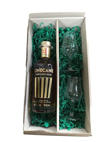 Frohe Ostern Geschenkset - CINECANE Popcorn Rum Gold 41,2% + 2 hochwertige Gläser im Oster-Geschenkset (1 x 0,5 Ltr.) von Tabakland ...ALLES WAS ANMACHT!