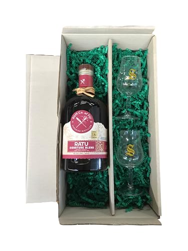 Frohe Ostern Geschenkset - RATU Signature Blend 8 Jahre Rum 35% Vol. + 2 hochwertige Signatory-Gläser (1 x 0,7 Ltr.) von Tabakland ...ALLES WAS ANMACHT!