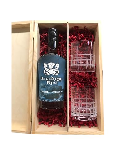 HeulNicht Rum Geschenkset | 42% Vol. | 700ml | Inkl. 2 Gläsern | Rum aus der Karibik | verschiedene Geschenkoptionen (Tumbler "Manhatten", Holzbox) von Tabakland ...ALLES WAS ANMACHT!