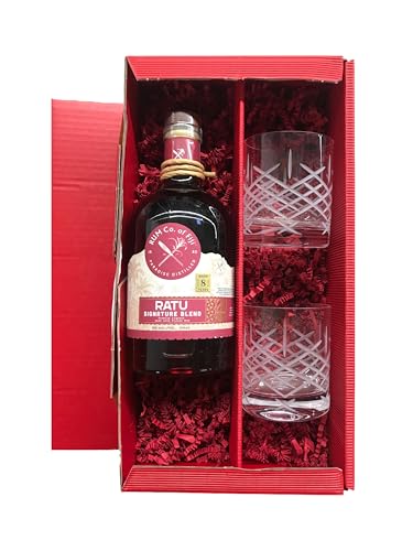 RATU Signature Blend 8 Jahre Geschenkset | 35% Vol. | 700ml | Inkl. 2 Gläsern | verschiedene Geschenkoptionen (Tumbler "Club", Geschenkkarton Rot) von Tabakland ...ALLES WAS ANMACHT!