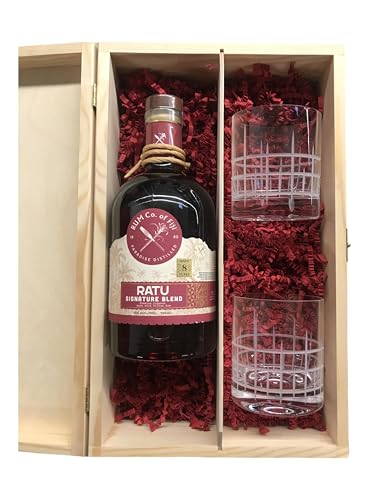 RATU Signature Blend 8 Jahre Geschenkset | 35% Vol. | 700ml | Inkl. 2 Gläsern | verschiedene Geschenkoptionen (Tumbler "Manhattan", Holzbox) von Tabakland ...ALLES WAS ANMACHT!