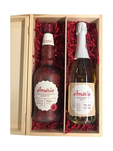 Sasse Amérie Münsterländer Aperitif 700 ml 16% vol. & Amérie Chardonnay Sekt 750 ml 12% vol. im Set - Geschenkbox für Genießer - von Tabakland ...ALLES WAS ANMACHT!