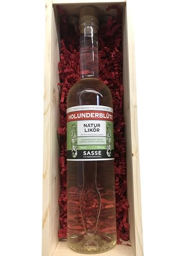 Sasse Holunderblüte Naturlikör 700ml 15% vol – Edler Holunderblütenlikör in stilvoller Holzbox – Original aus der Feinbrennerei Sasse – von Tabakland ...ALLES WAS ANMACHT!