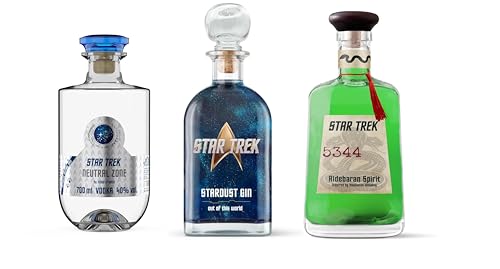 Star Trek 3er Set – Aldebaran Spirit (700ml 38% Vol .), Stardust Gin (500ml 40% Vol.) & Neutral Zone Vodka (700ml 40% Vol.) – Premium Spirituosen für Fans & Sammler von Tabakland ...ALLES WAS ANMACHT!