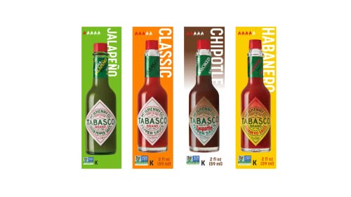 TABASCO 4er Saucen Bundle, 4*60ml, 4 Glasflaschen Chili-Sauce, 100% natürlich von TABASCO