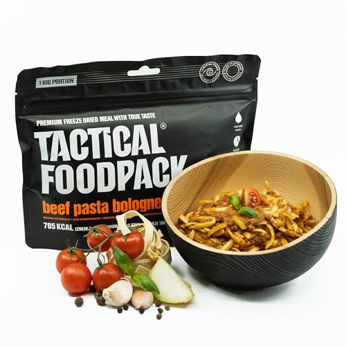 Tactical Foodpack Bolognese mit Rindfleisch in großer Portion - Gefriergetrocknete Mahlzeiten I zum Verzehr bereit I MRE I Survival I Outdoor Nahrung I Trekking Nahrung I Expedition I Büro von Tactical Foodpack