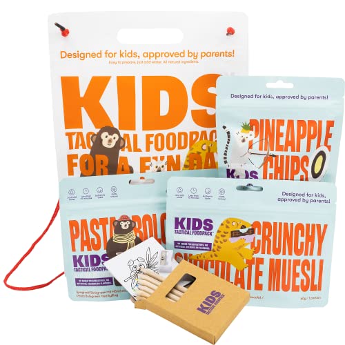 Tactical Foodpack KIDS Combo River- gefriergetrocknete Mahlzeiten I 1-Tages-Combopack + Überraschung I zum Verzehr bereit I Outdoor Nahrung I Trekking Nahrung I Camping I Wanderung von Tactical Foodpack