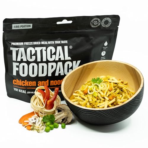 Tactical Foodpack Nudeln mit Hähnchen- Kokos- Sauce in großer Portion - Gefriergetrocknete Mahlzeiten I zum Verzehr bereit I MRE I Survival I Outdoor Nahrung I Trekking Nahrung I Expedition I Büro von Tactical Foodpack