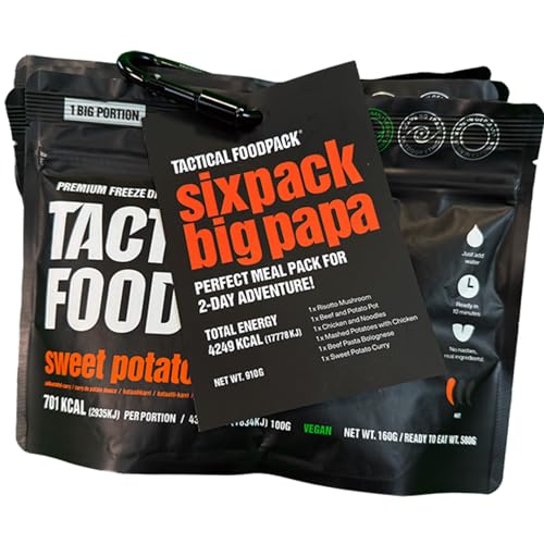 Tactical Foodpack Sixpack Big Papa (6 Mahlzeiten) - Gefriergetrocknete Mahlzeiten I zum Verzehr bereit I MRE I Survival I Outdoor Nahrung I Trekking Nahrung I Expedition I Office von Tactical Foodpack