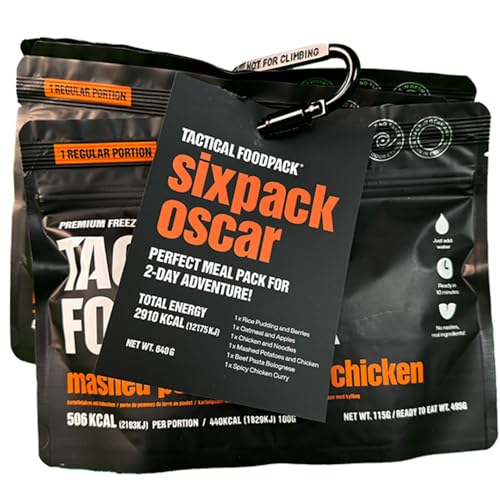 Tactical Foodpack Sixpack Oscar (6 Mahlzeiten) - Gefriergetrocknete Mahlzeiten I zum Verzehr bereit I MRE I Survival I Outdoor Nahrung I Trekking Nahrung I Expedition I Office von Tactical Foodpack