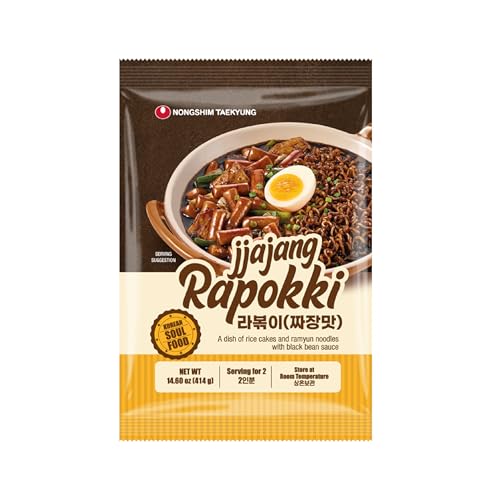 NONGSHIM Taekyung Rapokki (Jjajang, 400 ml) – authentisches koreanisches Street Food, Ramen & Reiskuchen, schwarze Bohnen. Schnell und einfach zuzubereiten, fertig in 4 Minuten. von Taekyung