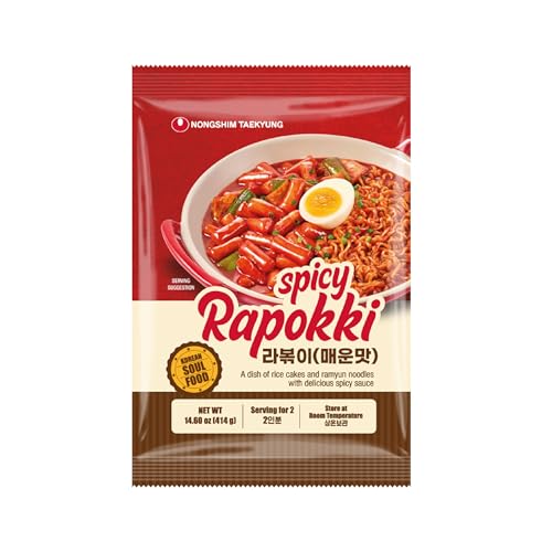 NONGSHIM Taekyung Rapokki (scharf, 400 ml) – authentisches koreanisches Street Food, Ramen-Nudeln mit Reiskuchen. Schnell & einfach zuzubereiten, fertig in 4 Minuten. von Taekyung