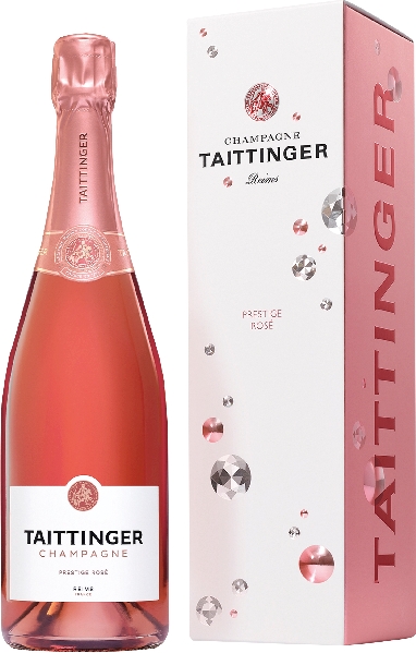 Taittinger Champagne Brut Prestige Rose in Diamond Geschenkverpackung Jg. 70 Proz. Pinot Noir, 30 Proz. Chardonnay