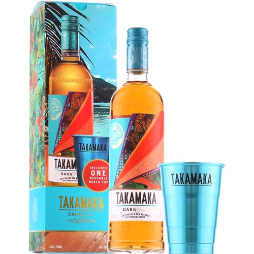 Takamaka Dark Spiced Rum Set mit Beach Cup 0.70 l 38% vol von UOOTPC