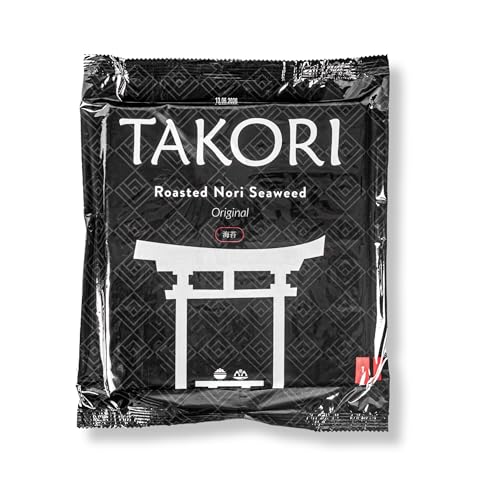 Takori - Sushi Nori Algenblätter, 100 STK, Nori Blätter halb für Sushi, 10x20cm Algenblätter in hoher Qualität & reißfest, Nori Sushi Blätter ideal geeignet für Maki Sushi von Takori