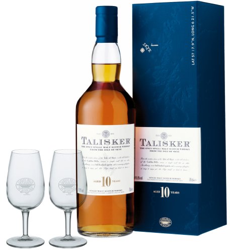 Talisker 10 Jahre Geschenkset mit 2 Classic Malt Whiskygläsern von Talisker