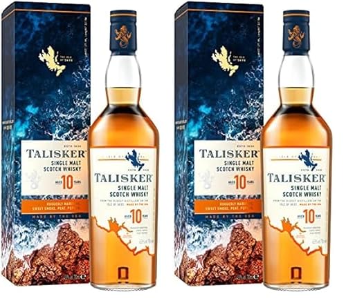 Talisker 10 Jahre | aromatischer Single Malt Scotch Whisky | mit Geschenkverpackung | handverlesen von der schottischen Insel Skye | 45,8% vol | 700ml Einzelflasche | (Packung mit 2) von Talisker