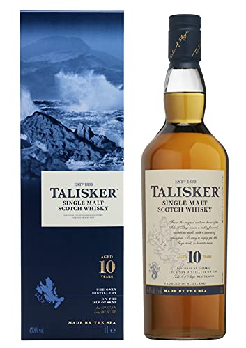 Talisker Talisker 10 Jahre Single Malt Scotch Whisky – In traditioneller Geschenkbox – 1 x 1L Single Malt Whisky (1 x 1 l) von Talisker