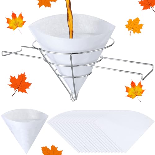 Tandefio Fritteusen-Filterständer 24,1 cm mit 15 Stofffilterkegeln, Set, 1 Fritteusen-Ölfilterständer mit klappbaren Armen mit 15 Fritteusen-Ölfilter-Tuch-Kit, Speiseölfilterhalter, von Tandefio