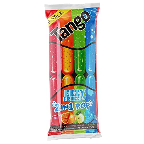 Tango Ice Lollies 2-in-1 Eisstöcke mit Fruchtgeschmack, gefrierbare Pops, Apfel, blaue Himbeere, würzige Orange und Kirscharomen, 8 x 75 g von Tango