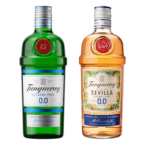 Tanqueray 0.0% Set: Alkoholfreie Gin-Alternativen – Tanqueray 0,0% und Tanqueray Flor de Sevilla 0,0% Varietäten-Set, Ideal für Cocktails und Longdrinks, Zuckerfrei, Kalorienfrei, 700ml Flaschen von Tanqueray