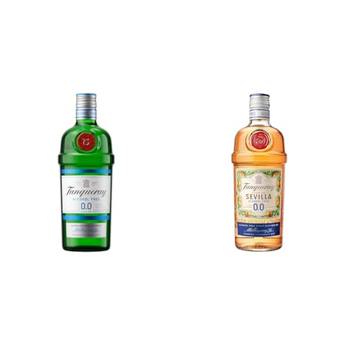 Tanqueray 0.0% Set: Alkoholfreie Gin-Alternativen – Tanqueray 0,0% und Tanqueray Flor de Sevilla 0,0% Varietäten-Set, Ideal für Cocktails und Longdrinks, Zuckerfrei, Kalorienfrei, 700ml Flaschen von Tanqueray