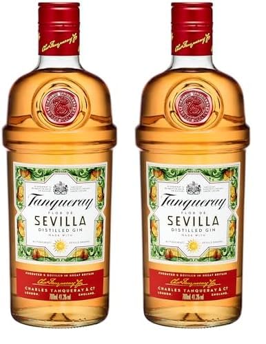 Tanqueray Flor de Sevilla |Destillierter Gin |mit Orangengeschmack | aromatisiert | 5-fach destilliert auf englischem Boden | 41.3% vol |700ml Einzelflasche | (Packung mit 2) von Tanqueray