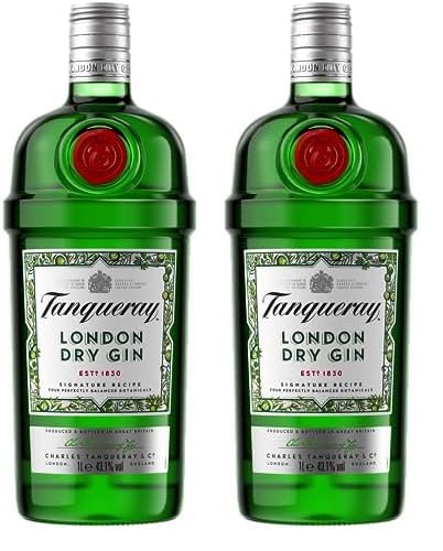 Tanqueray London Dry Gin | aromatischer Gin | 4-fach destilliert auf englischem Boden | 43,1% vol | 1000ml Einzelflasche (Packung mit 2) von Tanqueray