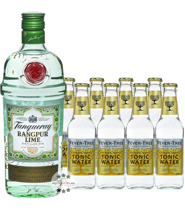 Tanqueray Rangpur Gin & 8 x Fever-Tree Indian Tonic Water (41,3 % Vol., 2,3 Liter) von Tanqueray
