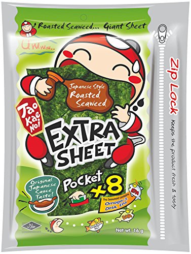 Taokaenoi Brand Japanische Sauce Extra Blatt Algen-Snack, 16 g, 12 Stück von Taokaenoi Brand