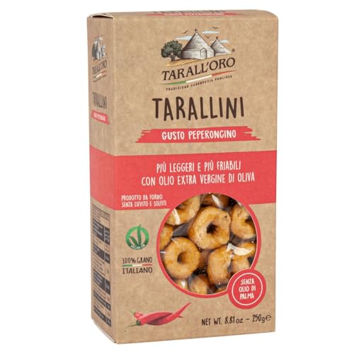 Tarallini al Peperoncino Pepperoni-Gebäck vegan Pastificio Di Bari TARALLORO Kampanien Italien 250g-Pack von Tarall'Oro