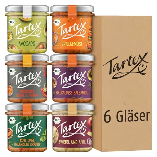 Tartex Variety Kennenlernbox, Brotaufstrich, Aufstrich, Dip, Bunte Vielfalt, Vegan, 6 Gläser, 820g von Tartex