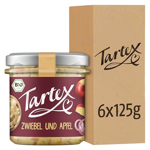 Tartex Zwiebelschmalz Box, Vegan, Brotaufstrich Zwiebel Apfel, Aufstrich, Dip, Vegan, 6 Gläser, 750g von Tartex