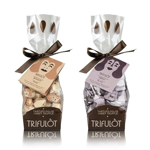 TartufLanghe Trüffel-Pralinen, Alba, dunkle & weisse Schokolade, Standard 14g./Stk., (schwarz) DUO-Sparset 2 x 180g - neues Design von Tartuflanghe