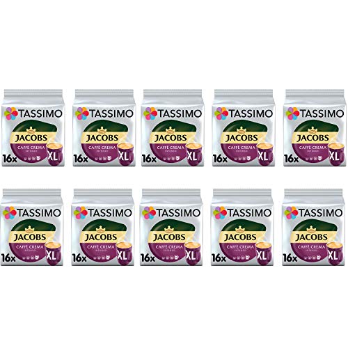 TASSIMO Jacobs Caffe Crema Intenso XL Kaffeepads - 10 Packungen (160 Getränke) von Tassimo