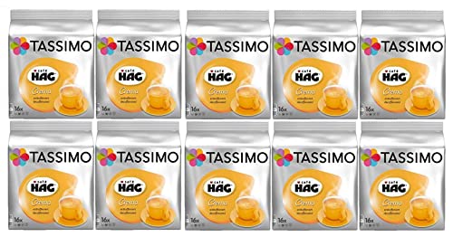 Tassimo Cafe HAG Crema Entkoffeinierter Kaffee 16 Pads - Packung mit 10 Stück (160 Portionen) von Tassimo